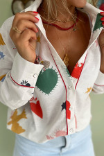 Long Sleeve Print Lapel Neck Shirt GSNU-5010