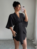 Deep V Neck Corseted Wide Sleeve Midi Dress GZEY-D2343183