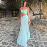 Solid Color Hollow Out Tube Tops Maxi Dress GSNU-8111