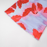 Floral Print Tube Top Pleated Maxi Dress GSZM-D25DS214