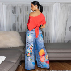 Fashion Print Wide Leg Pants YF-10833
