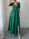 Solid Color V Neck Split Maxi Dress GZEY-D2343180