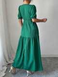 Solid Color V Neck Split Maxi Dress GZEY-D2343180