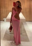 Solid Color Hollow Out Tube Tops Maxi Dress GSNU-8111