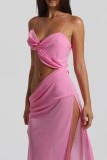 Solid Color Hollow Out Tube Tops Maxi Dress GSNU-8111