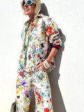 Long Sleeve Print Shirt Two Piece Pants Set GSNU-3023