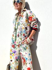 Long Sleeve Print Shirt Two Piece Pants Set GSNU-3023