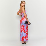 Floral Print Tube Top Pleated Maxi Dress GSZM-D25DS214