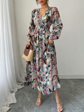 Fashion Print Long Sleeve Slim Maxi Dress GZEY-D2343062