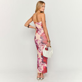 Floral Print Tube Top Pleated Maxi Dress GSZM-D25DS214