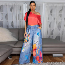 Fashion Print Wide Leg Pants YF-10833