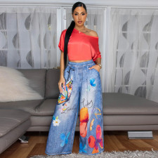 Fashion Print Wide Leg Pants YF-10833