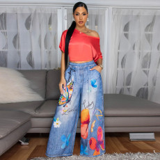 Fashion Print Wide Leg Pants YF-10833