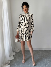 Long Sleeve Print Loose Casual Dress GZEY-D2333035