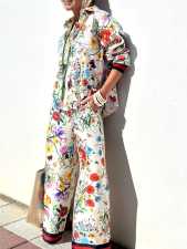 Long Sleeve Print Shirt Two Piece Pants Set GSNU-3023