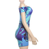 One Shoulder Print Tight Romper XEF-K25Q72563