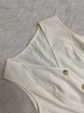 Solid Color V Neck Vest Loose Pants Suit LSD-2487