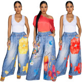 Fashion Print Wide Leg Pants YF-10833