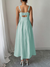 Sleeveless Sling Pleated Midi Dress GZEY-D2523008