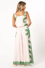 Loose Print Tank Top And Wide Leg Pants Suit GSNU-3009