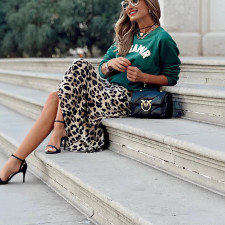 Leopard Print Half Body Skirt GSNU-8091