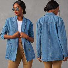 Casual Long Sleeve Denim Blazer Coat GSNU-32137