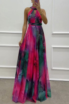 Sleeveless Print Tie Up Maxi Dress GSNU-8081