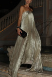 Sexy Wrap Chest Press Pleated Maxi Dress GSNU-8139