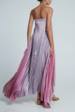 Gradient Color Wrap Press Pleated Dress GSNU-8079