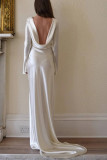 Sexy Backless Solid Color Gown Slim Maxi Dress GSNU-8086