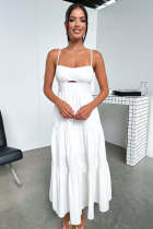 Solid Color Backless Sling Maxi Dress GSNU-246043