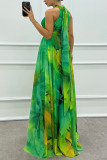 Sleeveless Print Tie Up Maxi Dress GSNU-8081