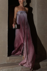 Gradient Color Wrap Press Pleated Dress GSNU-8079