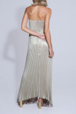 Sexy Wrap Chest Press Pleated Maxi Dress GSNU-8139