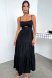 Solid Color Backless Sling Maxi Dress GSNU-246043