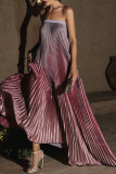 Gradient Color Wrap Press Pleated Dress GSNU-8079