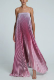 Gradient Color Wrap Press Pleated Dress GSNU-8079
