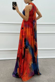 Sleeveless Print Tie Up Maxi Dress GSNU-8081