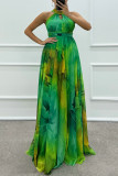 Sleeveless Print Tie Up Maxi Dress GSNU-8081