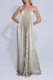 Sexy Wrap Chest Press Pleated Maxi Dress GSNU-8139