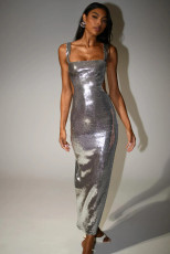 Sexy Sequin Backless Sling Maxi Dress GSNU-8068