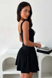 Solid Color Halter Sexy Corset Mini Dress GSNU-8029