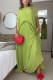 Solid Color Press Pleated Loose Maxi Dress GSNU-8157
