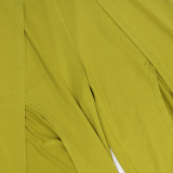 Solid Color Pleated Tube Top Split Pants Suit CYA-901391