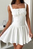 Solid Color Halter Sexy Corset Mini Dress GSNU-8029