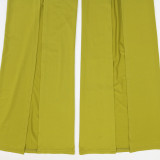 Solid Color Pleated Tube Top Split Pants Suit CYA-901391