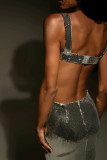 Sexy Sequin Backless Sling Maxi Dress GSNU-8068
