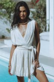 Sexy Solid Color Drawstring Belt Mini Dress GSNU-8047
