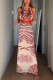 Print Tie Up Backless Split Maxi Dress GSNU-8136