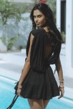 Sexy Solid Color Drawstring Belt Mini Dress GSNU-8047